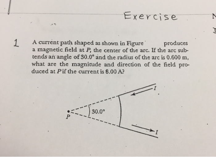 Solved A current path shaped as shown in Figure produces a | Chegg.com