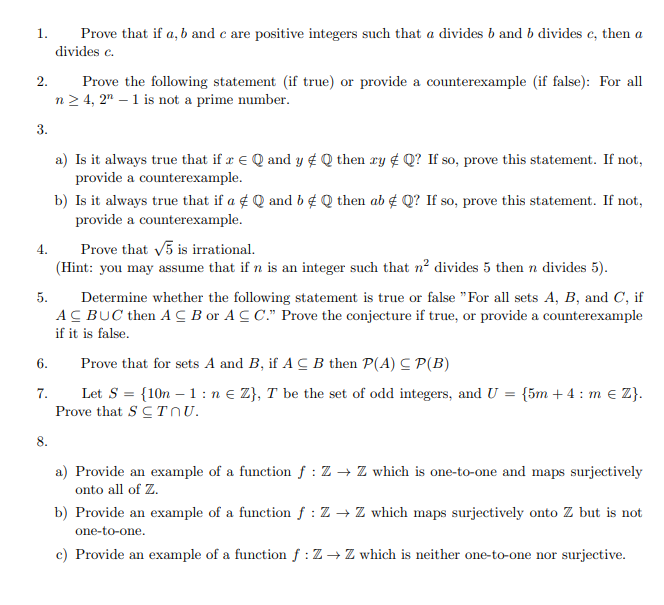 Solved 1. Prove That If A, B And C Are Positive Integers | Chegg.com