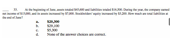 Solved - 33. At the beginning of June, assets totaled | Chegg.com