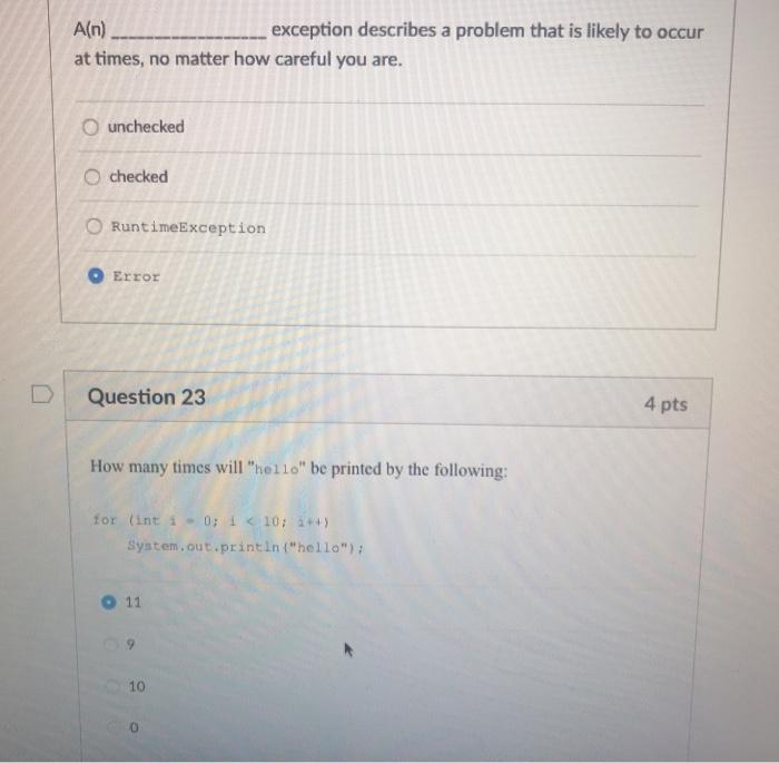 Solved A(n)exception describes a problem that is likely to | Chegg.com
