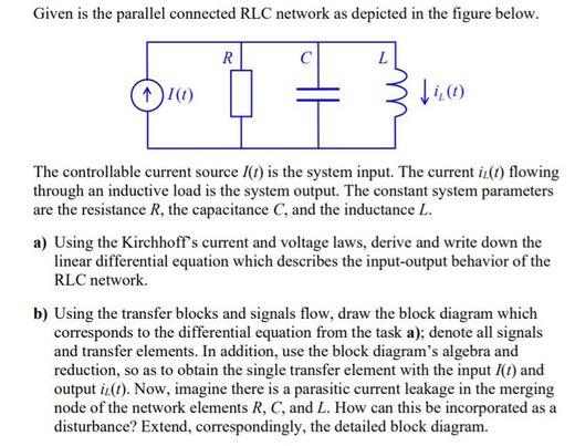 Solved Given is the parallel connected RLC network as | Chegg.com