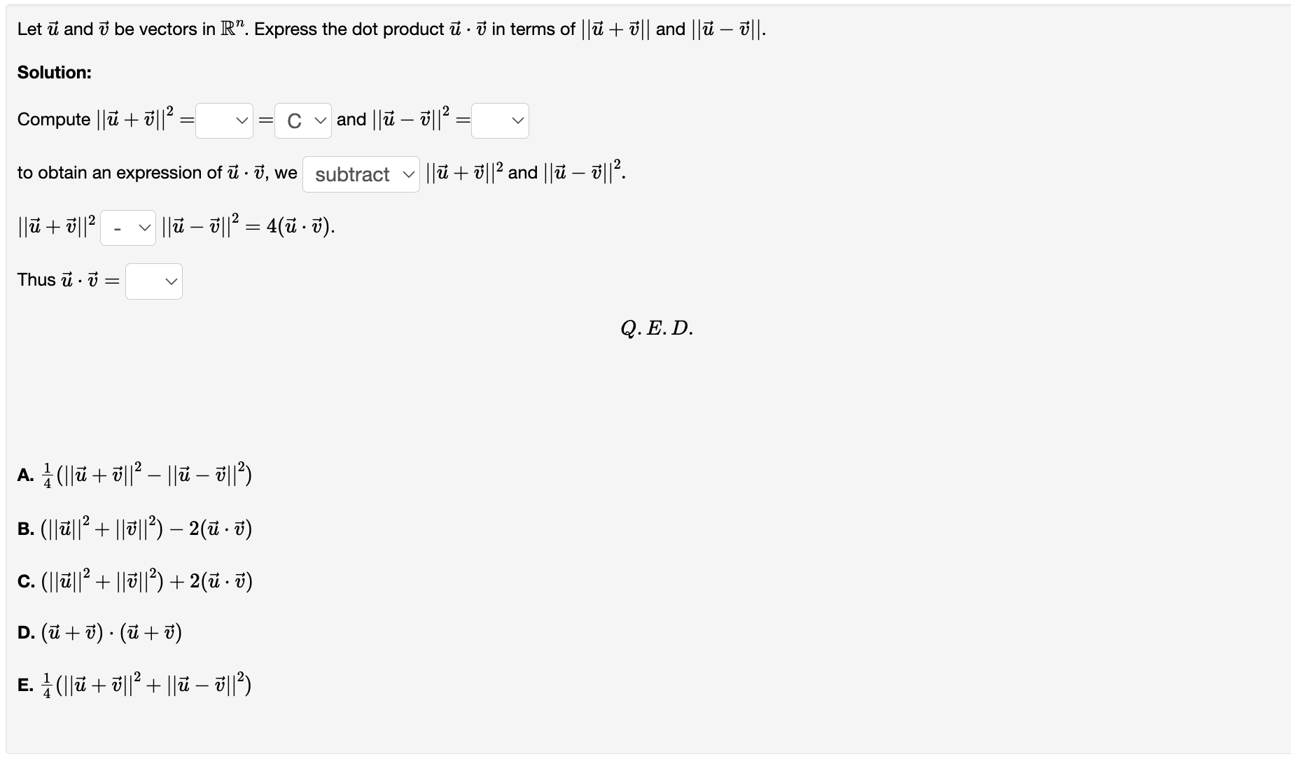 Solved Let Vecu ﻿and Vecv ﻿be Vectors In Rn ﻿express 6168