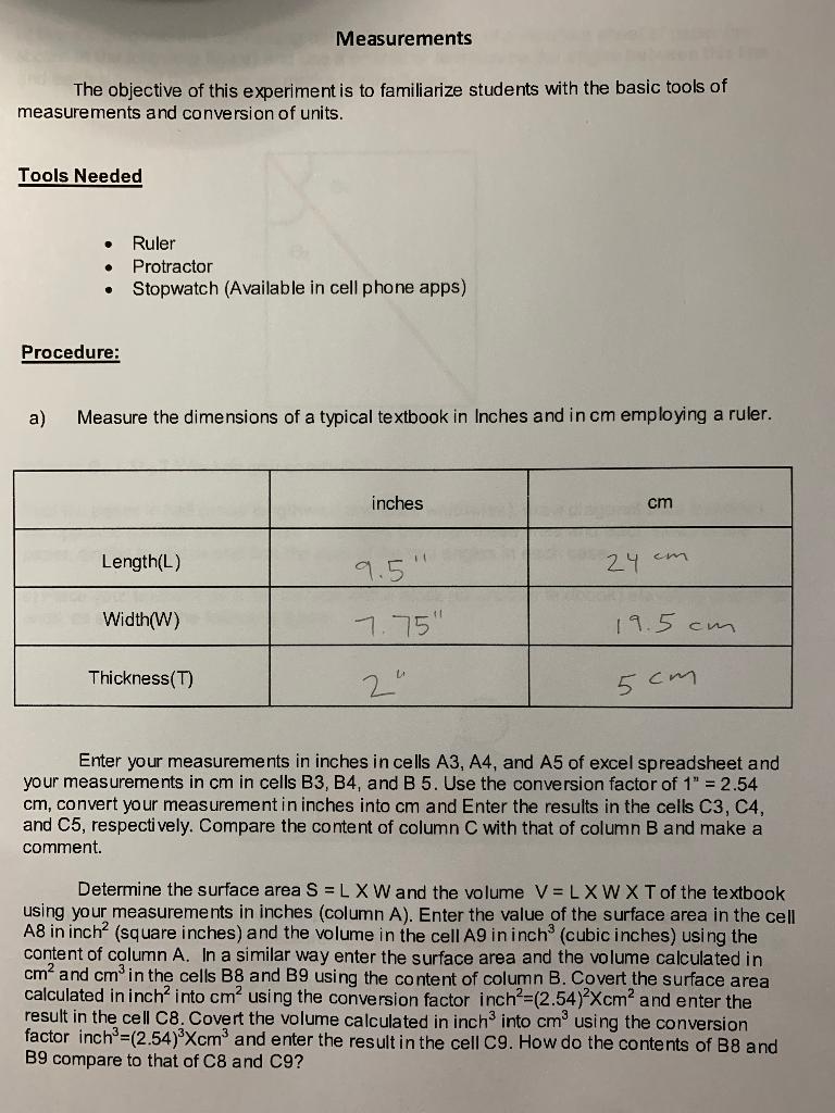 Solved Measurements The Objective Of This Experiment Is To Chegg Com