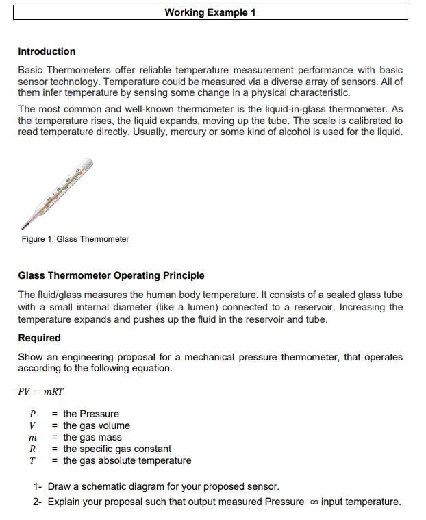 Solved Working Example 1 Introduction Basic Thermometers Chegg