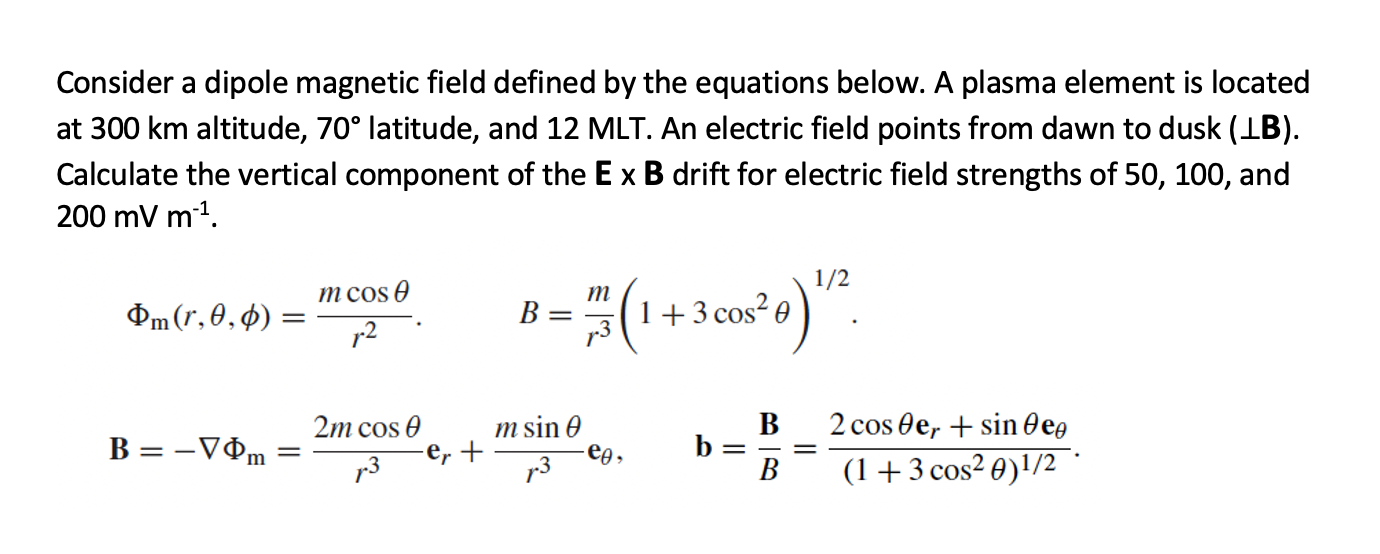 Solved Consider a dipole magnetic field defined by the | Chegg.com
