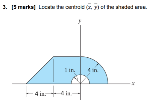 Solved 3. [5 marks] Locate the centroid (x, y) of the shaded | Chegg.com