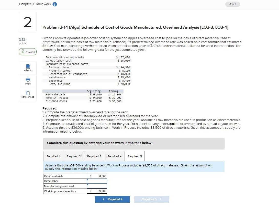 Solved Chapter 3 Homework i 2 3.33 points 8 02:41:23 eBook | Chegg.com
