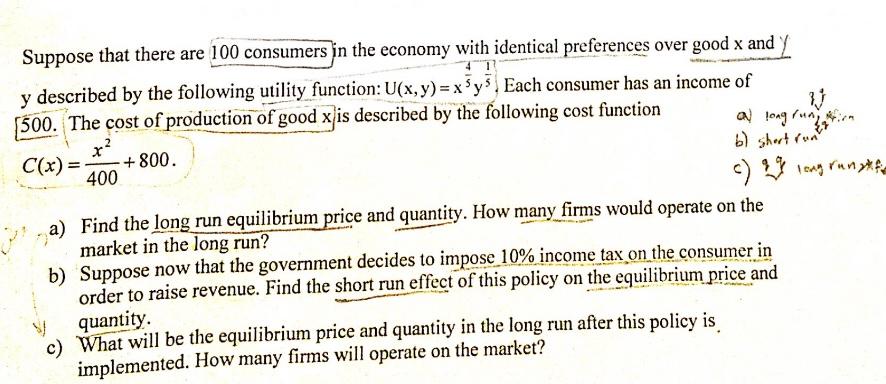 Solved Suppose That There Are 100 Consumers In The Economy | Chegg.com