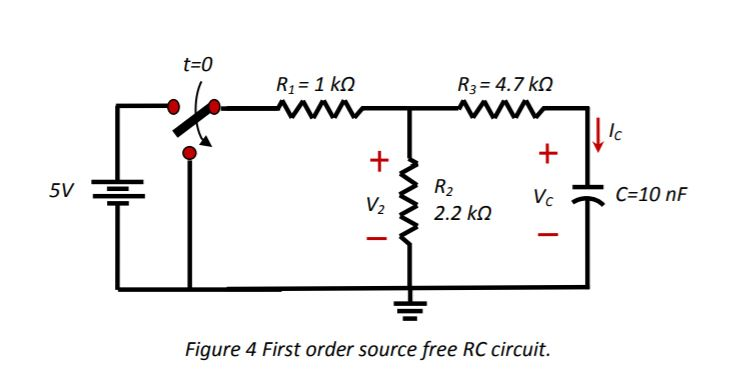 Solved 3- For the first order source free RC circuit shown | Chegg.com