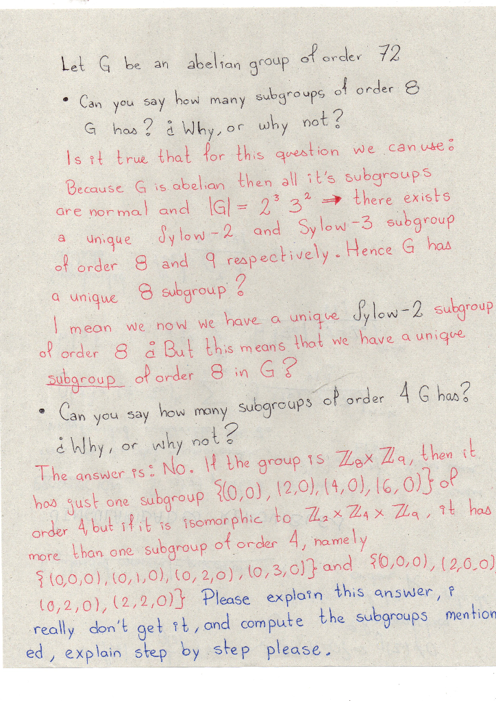 Solved Let G be an abelian group of order 72 • Can you say | Chegg.com