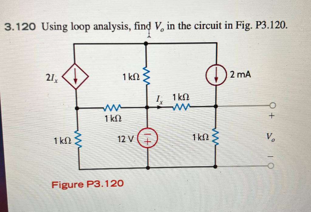 Solved 3.120 Using Loop Analysis, Find V. In The Circuit In | Chegg.com