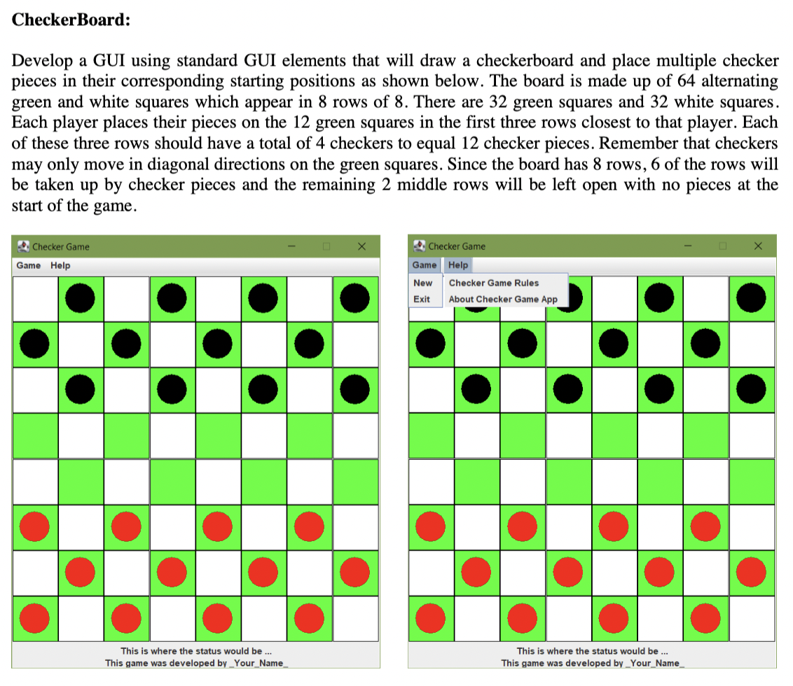 Solved Checker Board: Develop a GUI using standard GUI | Chegg.com