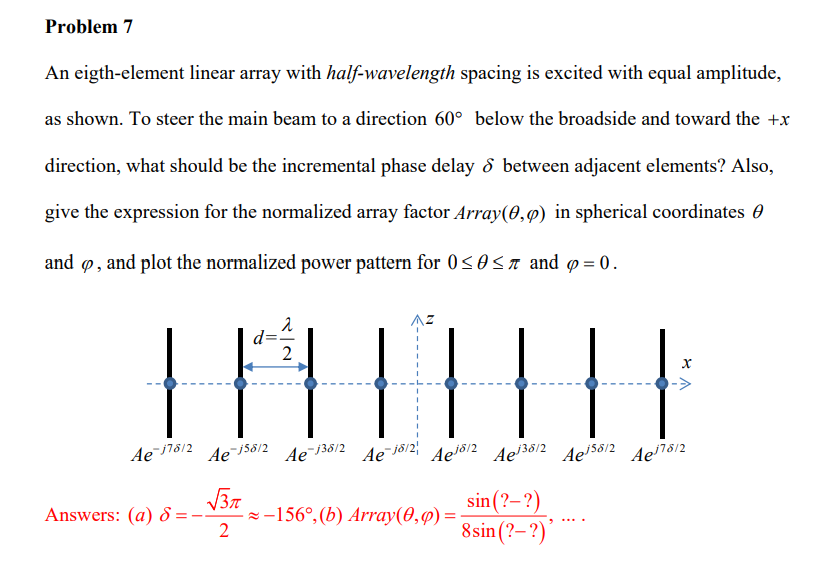 Solved Problem 7 An Eigth-element Linear Array With | Chegg.com