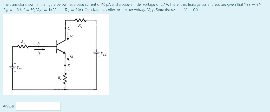 Solved The Transistor Shown In The Figure Below Has A Base | Chegg.com