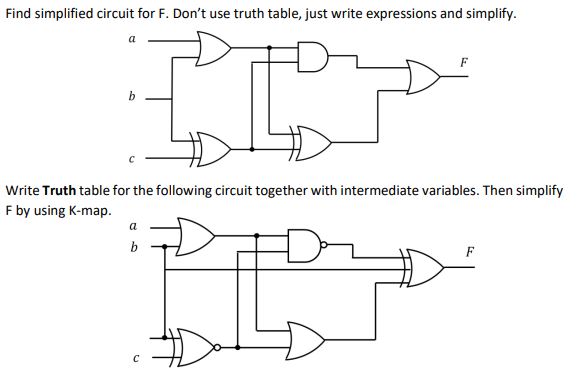 Solved Find simplified circuit for F. Don't use truth table, | Chegg.com