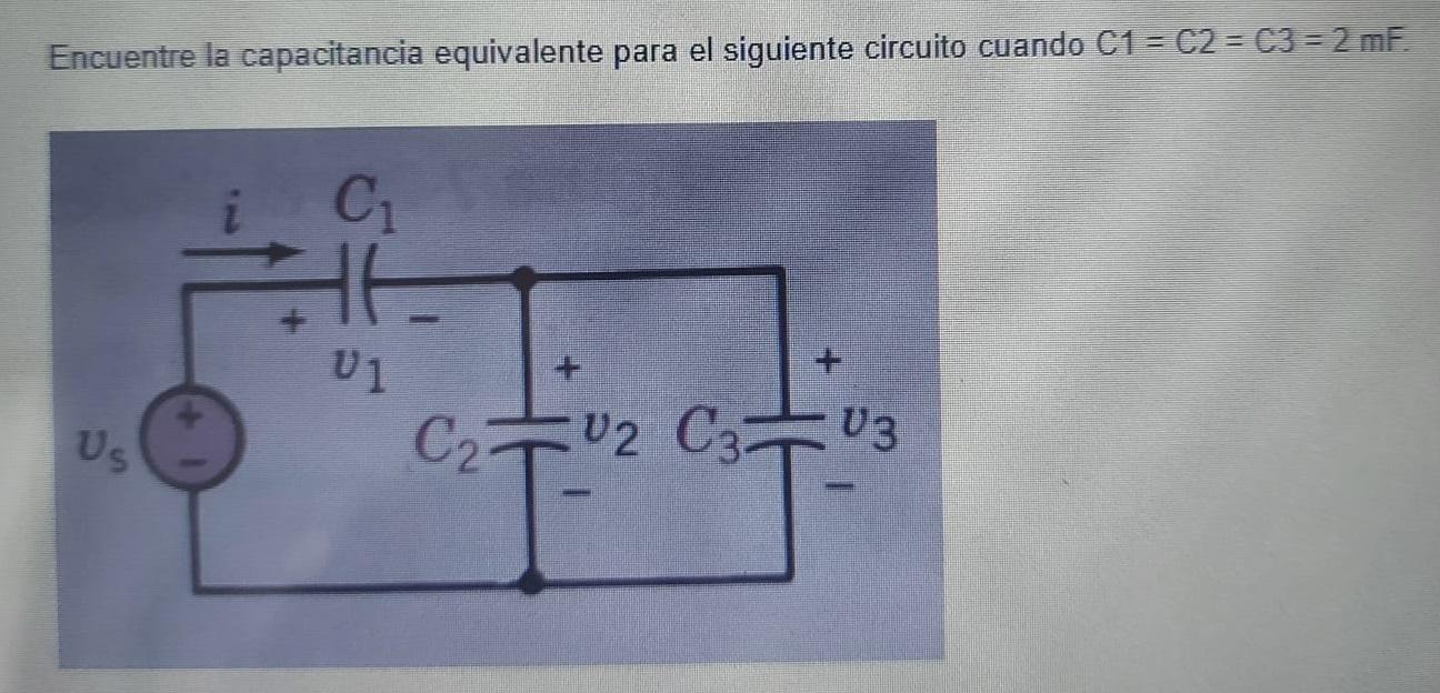 Encuentre la capacitancia equivalente para el siguiente circuito cuando C1 = C2 = C3 = 2 mF. C HE 카 U1 Us C202 0303 -