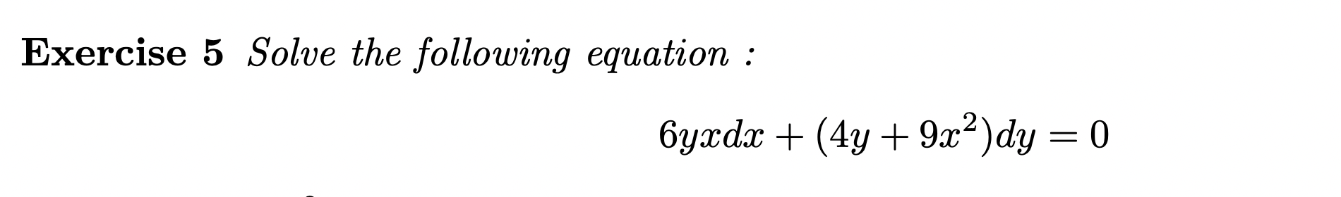 Solved Exercise 5 ﻿Solve the following equation | Chegg.com