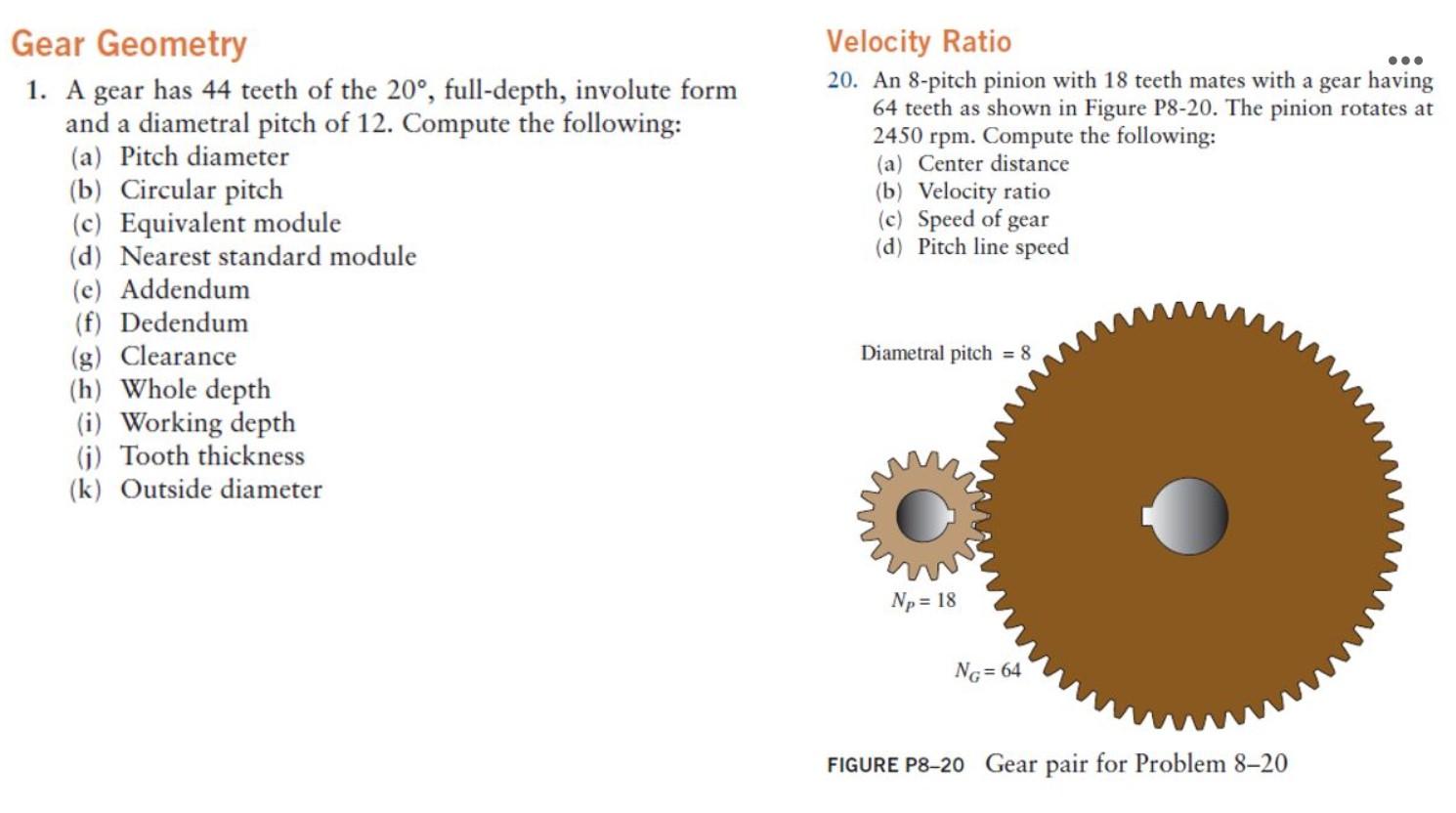 Solved Gear Geometry Velocity Ratio 1. A Gear Has 44 Teeth | Chegg.com