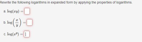 Solved Rewrite the following logarithms in expanded form by | Chegg.com
