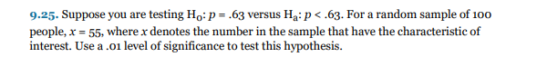 Solved 925 Suppose You Are Testing Hop63 Versus 3245