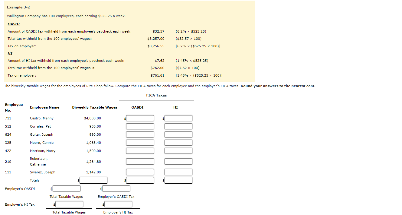 Solved Example 3-2 Wallington Company has 100 employees, | Chegg.com