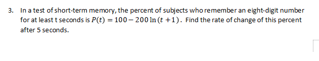 Solved 3. In a test of short-term memory, the percent of | Chegg.com