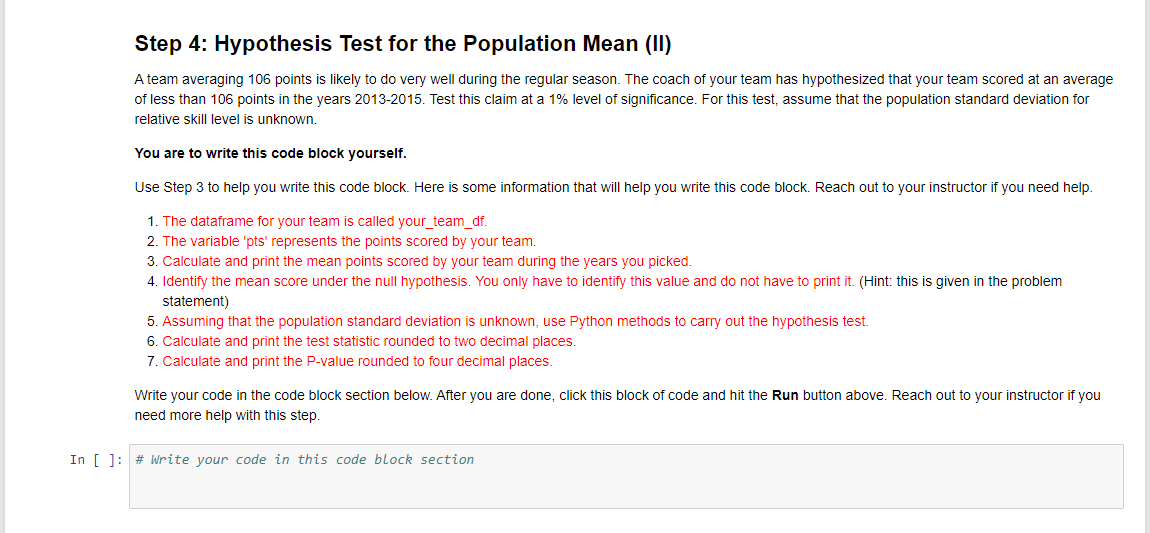 Step 3: Hypothesis Test for the Population Mean (I) A | Chegg.com