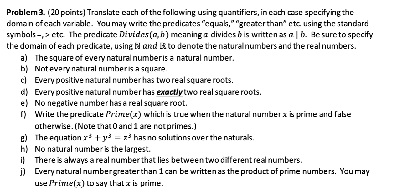 Solved Problem 3. (20 Points) Translate Each Of The | Chegg.com