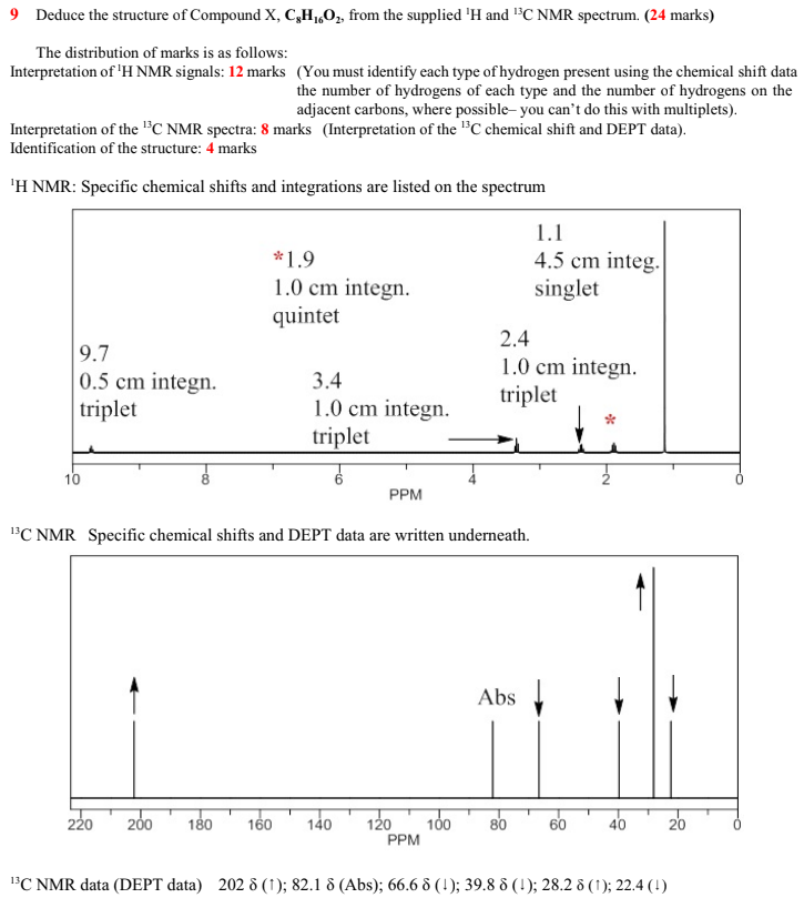 Solved 9 Deduce The Structure Of Compound X C H O From Chegg Com