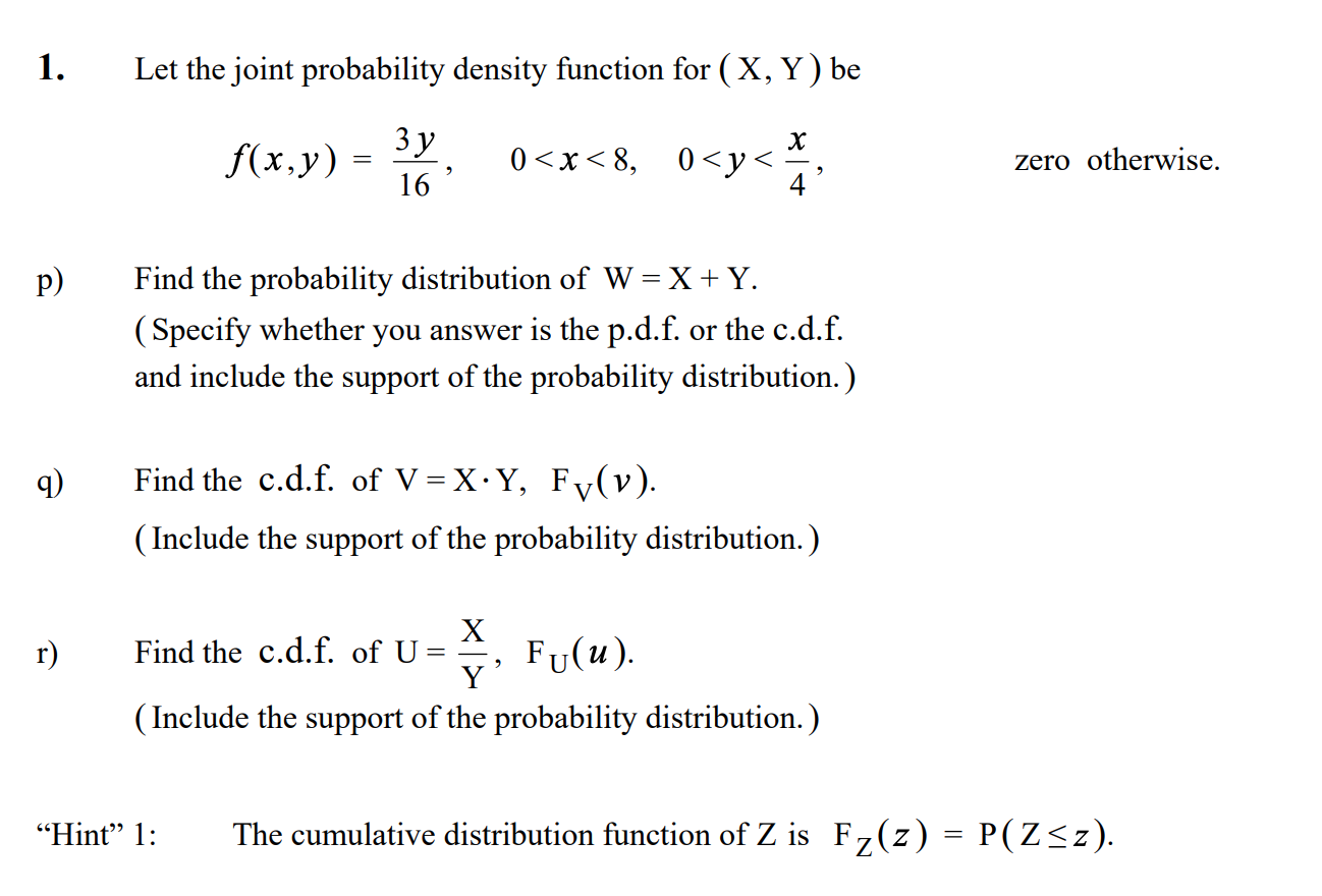 Solved 1. Let the joint probability density function for (X,