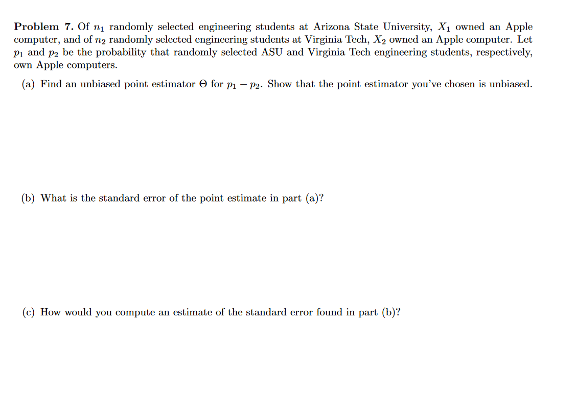 Solved Problem 7. Of n1 randomly selected engineering | Chegg.com