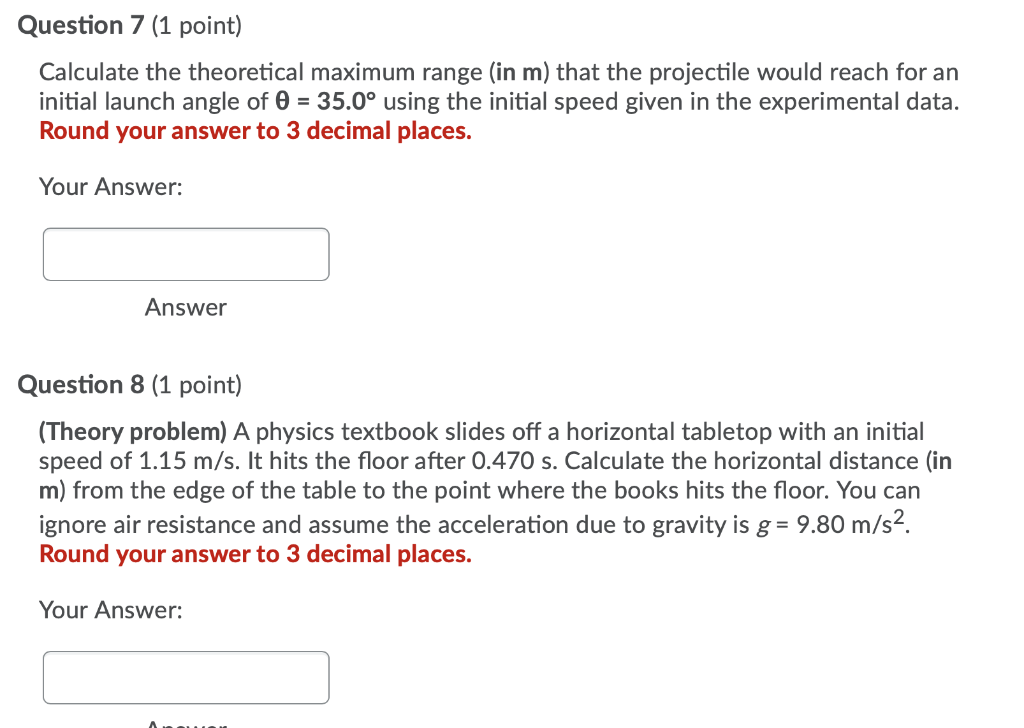 projectile formula projectile formula