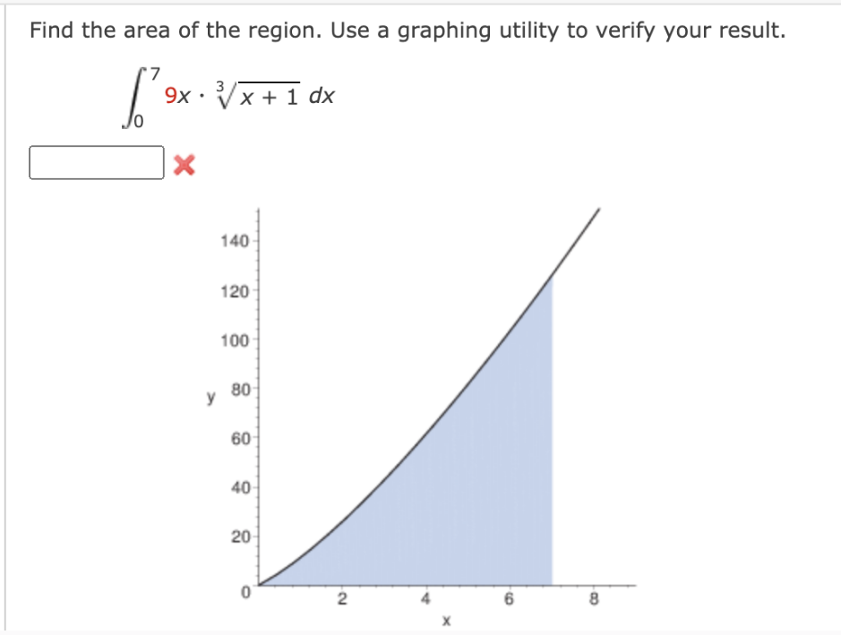 Solved Find the area of the region. Use a graphing utility | Chegg.com