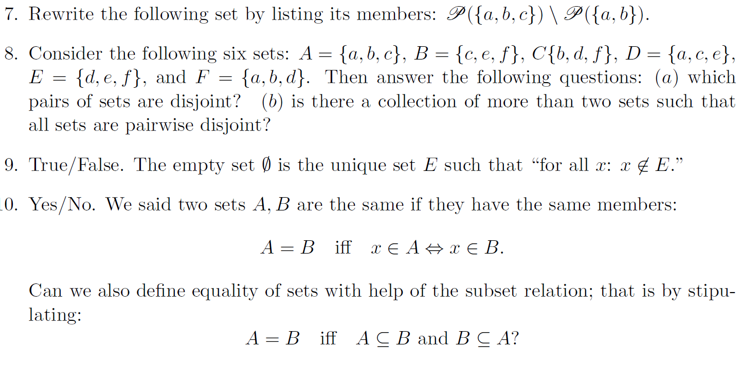 Solved 7. Rewrite the following set by listing its members: | Chegg.com