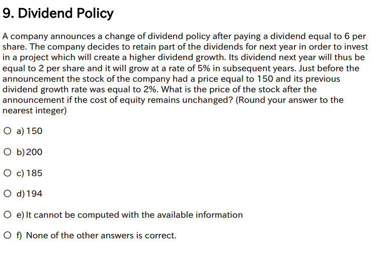 Solved the answer is 185 but can you give me an explanation | Chegg.com