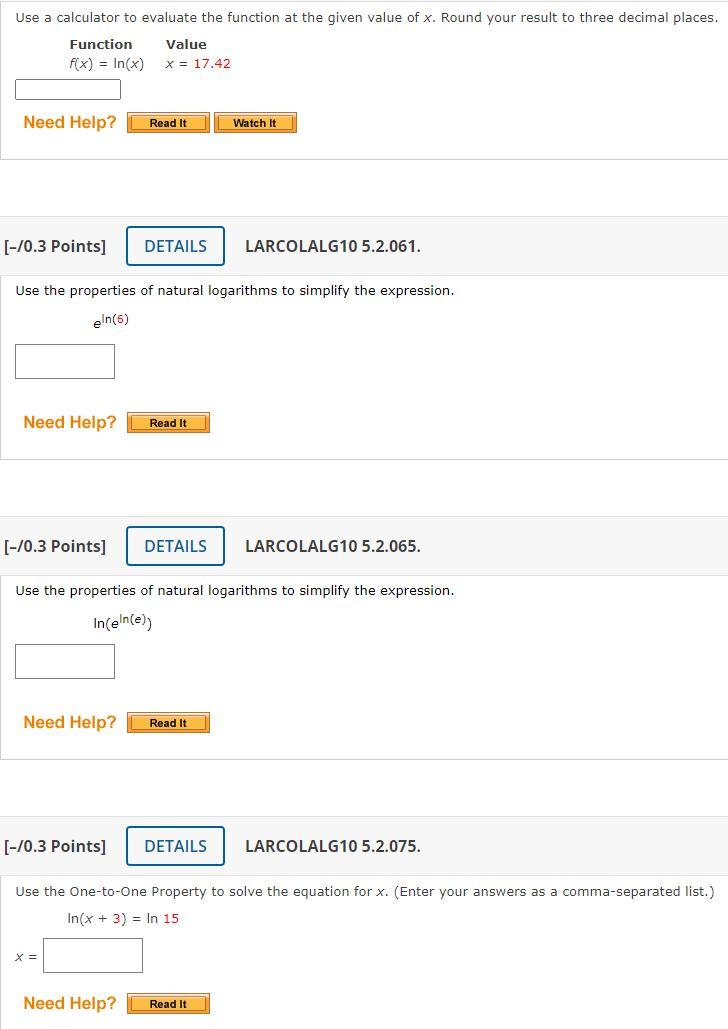 Solved Use a calculator to evaluate the function at the Chegg