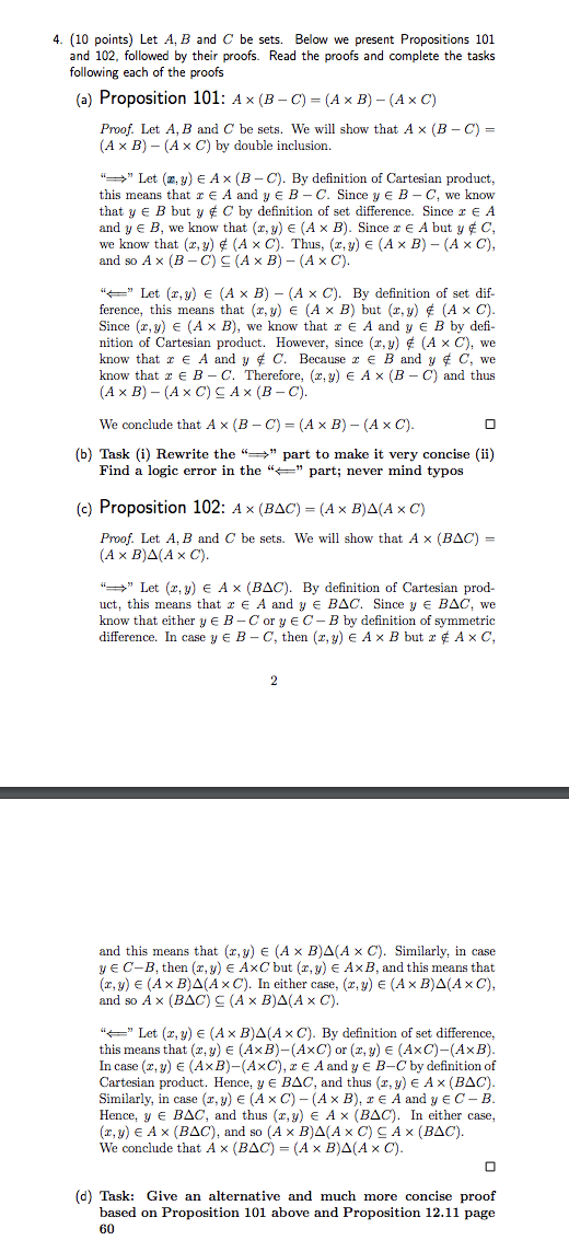 Solved 4. (10 Points) Let A, B And C Be Sets. Below We | Chegg.com