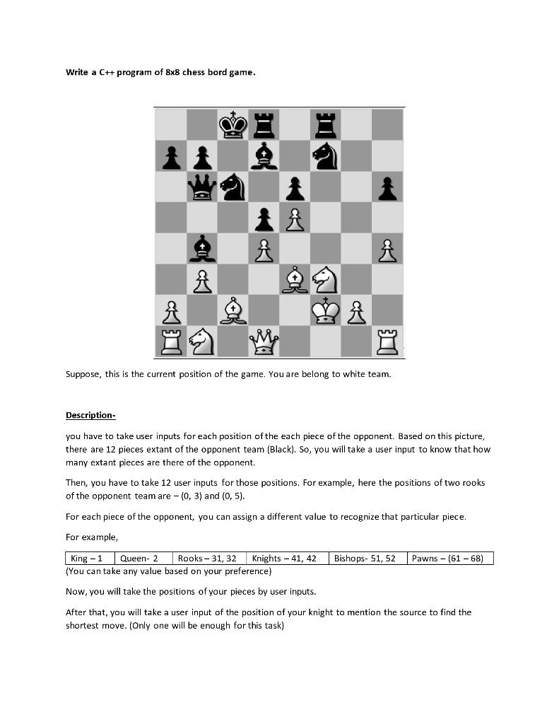 Solved Write a C++ program of 8x8 chess bord game. A 只 १ M 旦