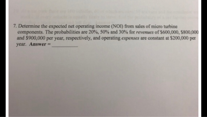 Solved 7. Determine the expected net operating income (NOI) | Chegg.com