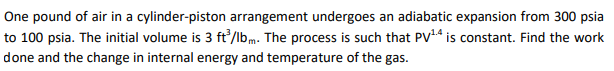 Solved One pound of air in a cylinder-piston arrangement | Chegg.com