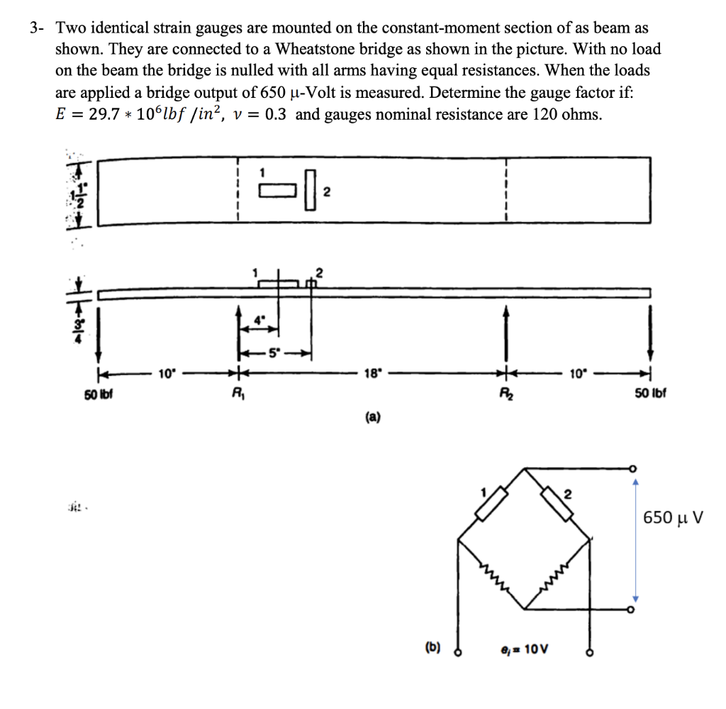 Solved 3- Two identical strain gauges are mounted on the | Chegg.com