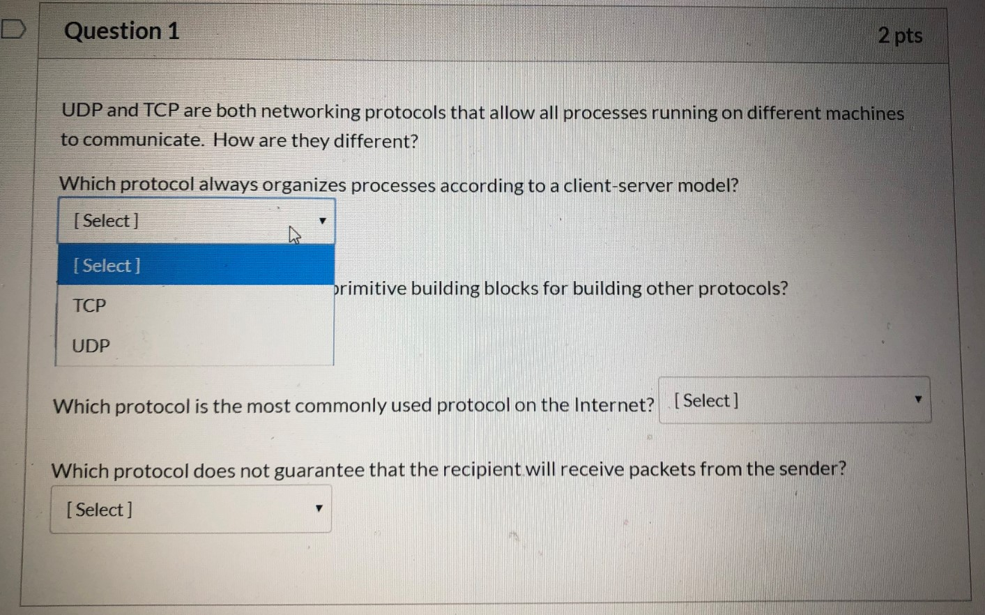 Solved Partial Question 1 1.5/2 pts UDP and TCP are both | Chegg.com