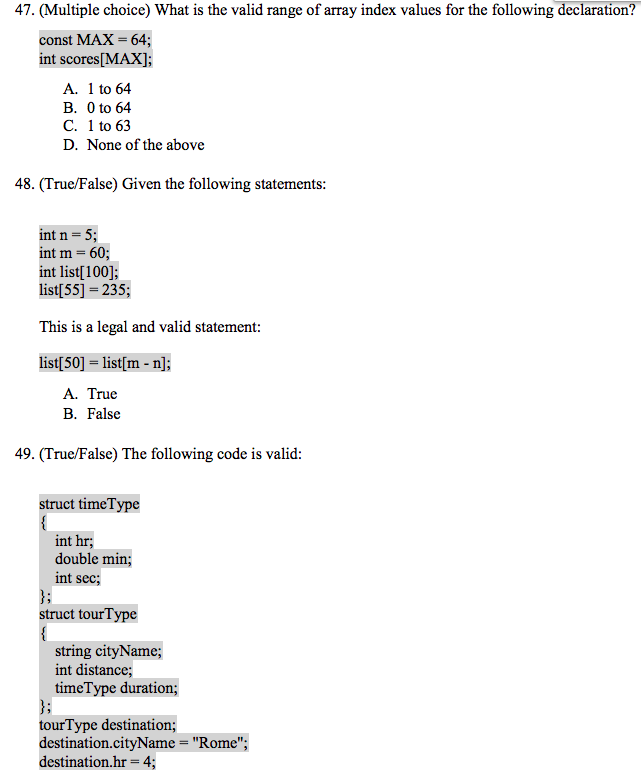 Solved 47. (Multiple choice) What is the valid range of a