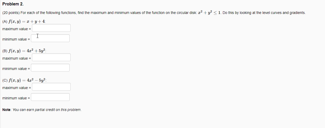 Solved Problem 2. (20 Points) For Each Of The Following | Chegg.com