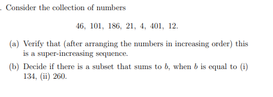 Solved Consider the collection of numbers | Chegg.com