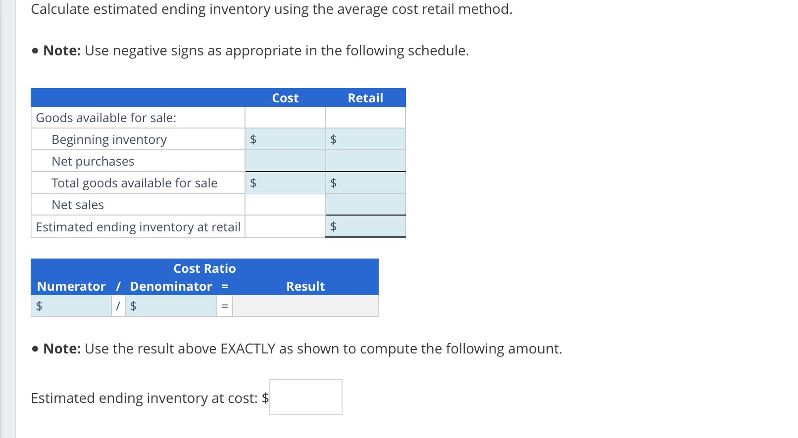 Solved Estimating Inventory Using Retail Inventory | Chegg.com