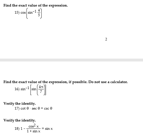 Solved Find The Exact Value Of Expression E Find The Exact Value Of Expression