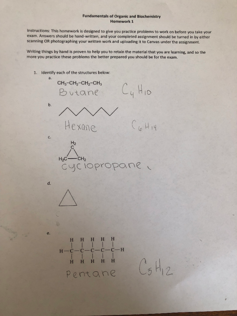 biochemistry homework examples