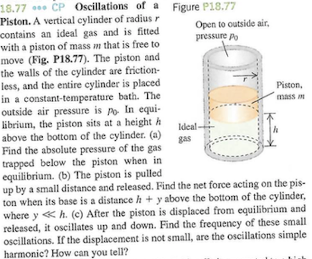 Solved Piston. A vertical cylinder of radius r contains an