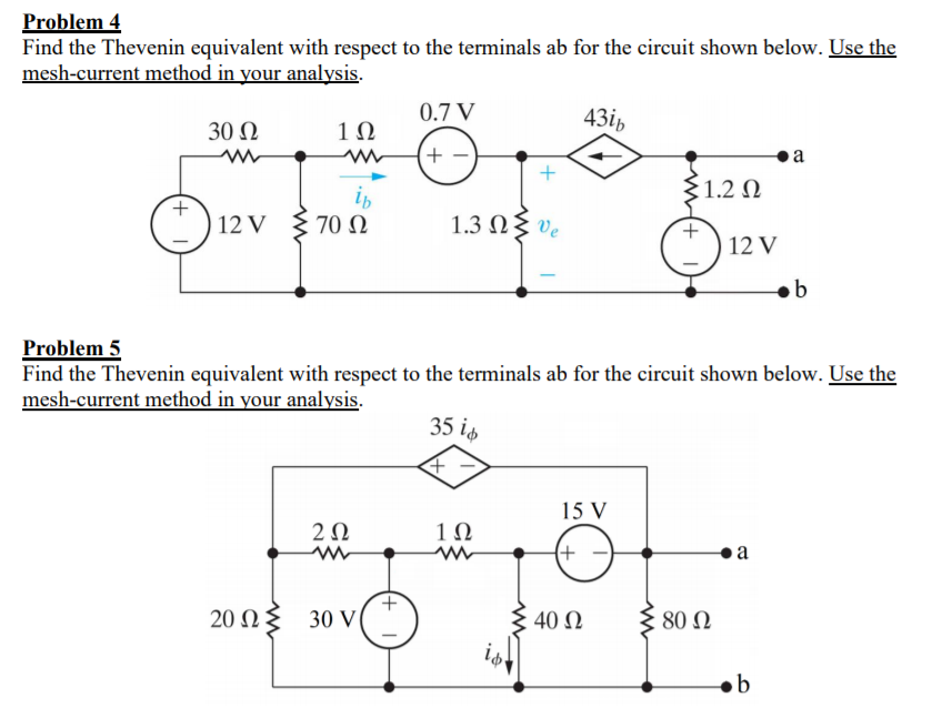 Solved Problem 4 Find The Thevenin Equivalent With Respect | Chegg.com